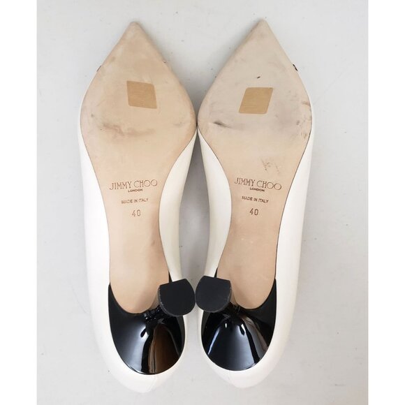 Jimmy Choo Rene Pointed Toe Pumps Cream Leather Size 40 - Picture 4 of 5